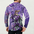 Hobart Hurricanes Button Sweatshirt Indigenous Dot Art Superhero Batter Tribal Pattern