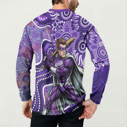 Hobart Hurricanes Button Sweatshirt Indigenous Dot Art Superhero Batter Tribal Pattern