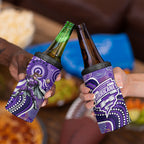 Hobart Hurricanes 4 in 1 Can Cooler Tumbler Indigenous Dot Art Superhero Batter Tribal Pattern