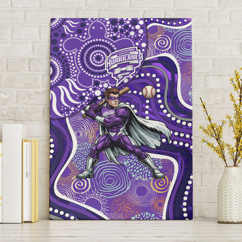 Hobart Hurricanes Canvas Wall Art Indigenous Dot Art Superhero Batter Tribal Pattern
