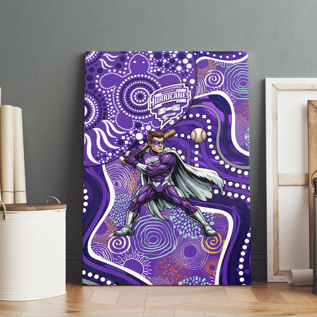 Hobart Hurricanes Canvas Wall Art Indigenous Dot Art Superhero Batter Tribal Pattern