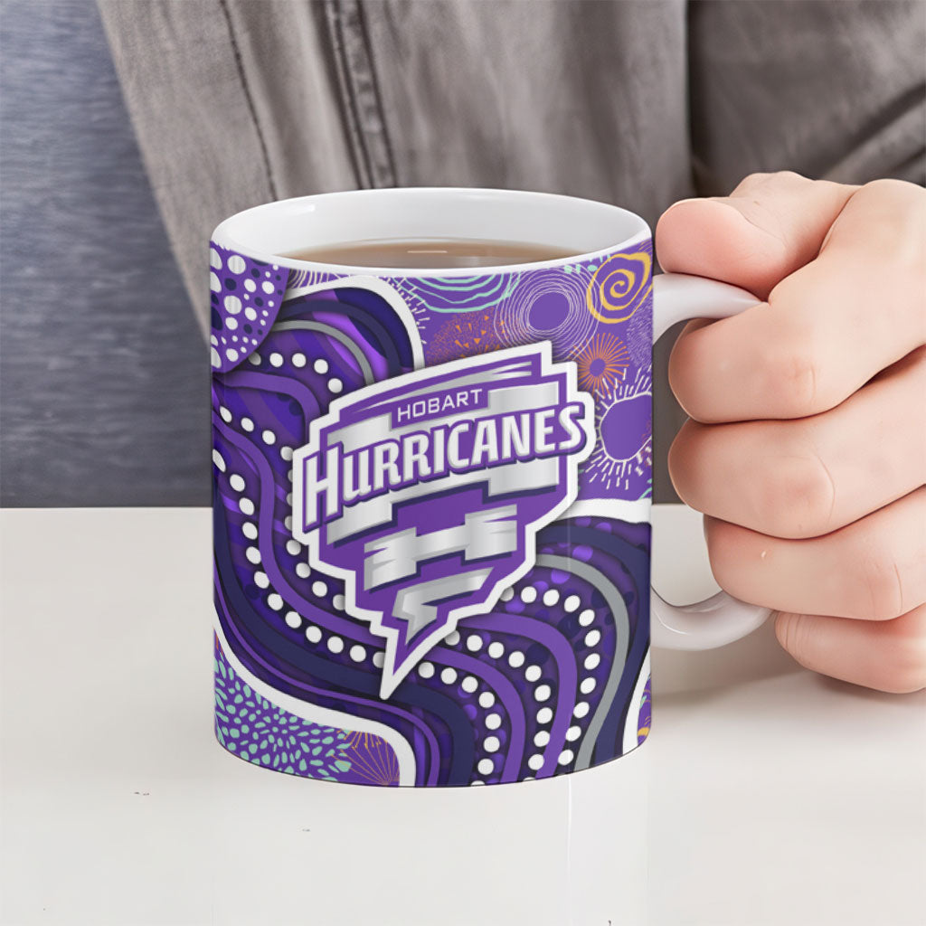 Hobart Hurricanes Ceramic Mug Indigenous Dot Art Superhero Batter Tribal Pattern