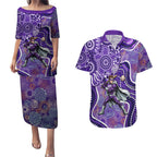 Hobart Hurricanes Couples Matching Puletasi and Hawaiian Shirt Indigenous Dot Art Superhero Batter Tribal Pattern