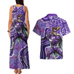 Hobart Hurricanes Couples Matching Tank Maxi Dress and Hawaiian Shirt Indigenous Dot Art Superhero Batter Tribal Pattern