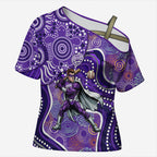 Hobart Hurricanes Cross Shoulder Shirt Indigenous Dot Art Superhero Batter Tribal Pattern