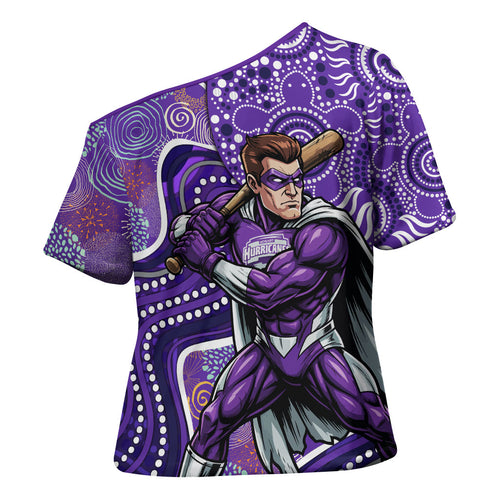 Hobart Hurricanes Cross Shoulder Shirt Indigenous Dot Art Superhero Batter Tribal Pattern