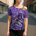 Hobart Hurricanes Cross Shoulder Shirt Indigenous Dot Art Superhero Batter Tribal Pattern