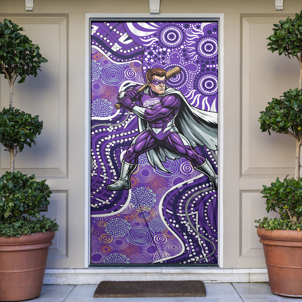 Hobart Hurricanes Door Cover Indigenous Dot Art Superhero Batter Tribal Pattern