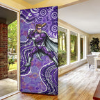 Hobart Hurricanes Door Cover Indigenous Dot Art Superhero Batter Tribal Pattern