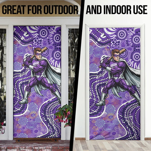 Hobart Hurricanes Door Cover Indigenous Dot Art Superhero Batter Tribal Pattern