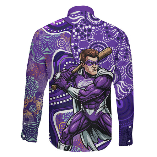Hobart Hurricanes Family Matching Long Sleeve Bodycon Dress and Hawaiian Shirt Indigenous Dot Art Superhero Batter Tribal Pattern