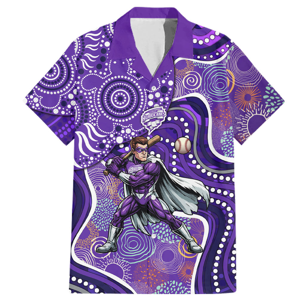Hobart Hurricanes Family Matching Mermaid Dress and Hawaiian Shirt Indigenous Dot Art Superhero Batter Tribal Pattern
