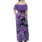 Hobart Hurricanes Family Matching Off Shoulder Maxi Dress and Hawaiian Shirt Indigenous Dot Art Superhero Batter Tribal Pattern