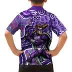 Hobart Hurricanes Family Matching Off Shoulder Short Dress and Hawaiian Shirt Indigenous Dot Art Superhero Batter Tribal Pattern