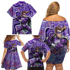Hobart Hurricanes Family Matching Off Shoulder Short Dress and Hawaiian Shirt Indigenous Dot Art Superhero Batter Tribal Pattern