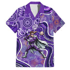 Hobart Hurricanes Family Matching Off Shoulder Short Dress and Hawaiian Shirt Indigenous Dot Art Superhero Batter Tribal Pattern