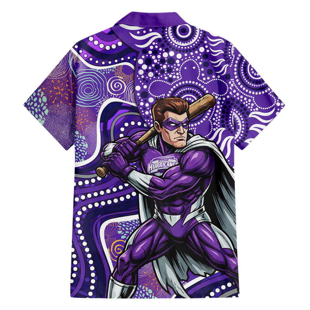 Hobart Hurricanes Family Matching Off Shoulder Short Dress and Hawaiian Shirt Indigenous Dot Art Superhero Batter Tribal Pattern