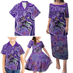 Hobart Hurricanes Family Matching Puletasi and Hawaiian Shirt Indigenous Dot Art Superhero Batter Tribal Pattern