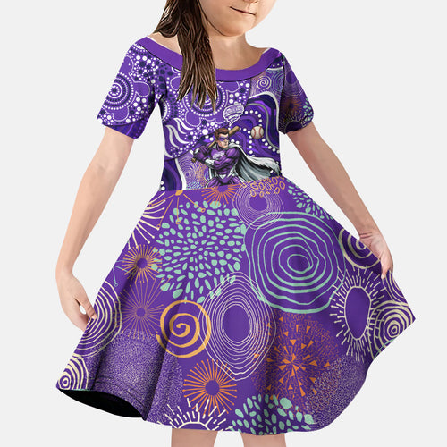 Hobart Hurricanes Family Matching Puletasi and Hawaiian Shirt Indigenous Dot Art Superhero Batter Tribal Pattern