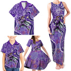 Hobart Hurricanes Family Matching Tank Maxi Dress and Hawaiian Shirt Indigenous Dot Art Superhero Batter Tribal Pattern