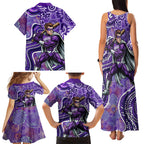 Hobart Hurricanes Family Matching Tank Maxi Dress and Hawaiian Shirt Indigenous Dot Art Superhero Batter Tribal Pattern