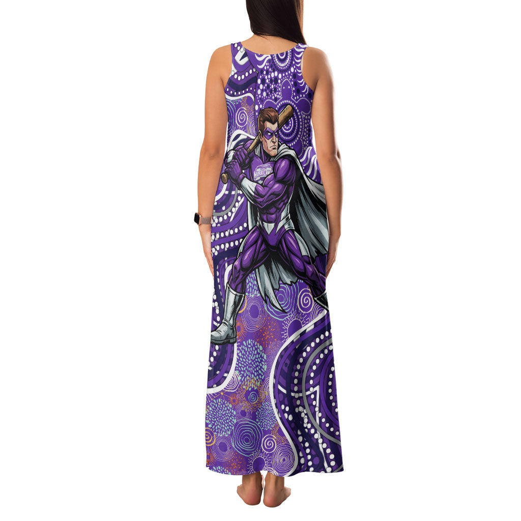 Hobart Hurricanes Family Matching Tank Maxi Dress and Hawaiian Shirt Indigenous Dot Art Superhero Batter Tribal Pattern