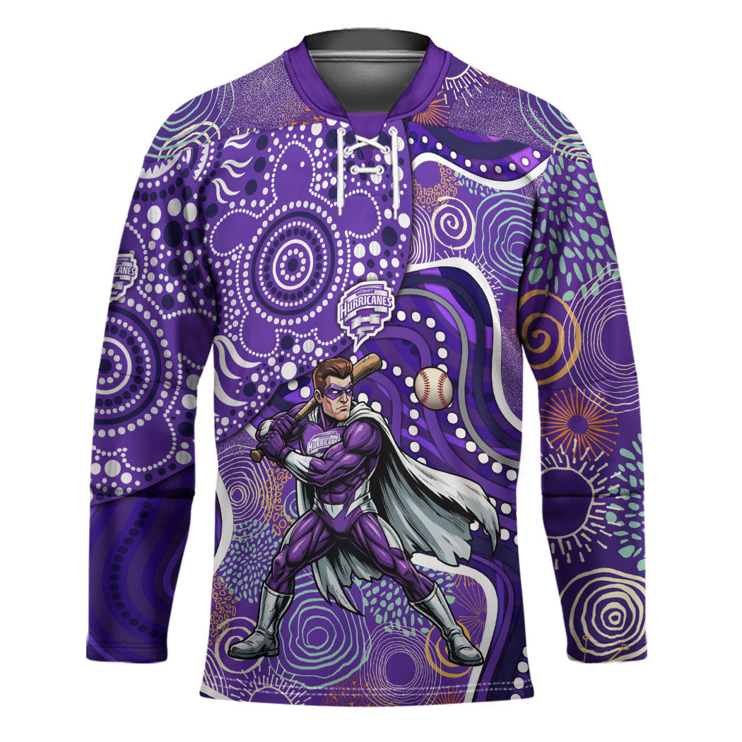 Hobart Hurricanes Hockey Jersey Indigenous Dot Art Superhero Batter Tribal Pattern