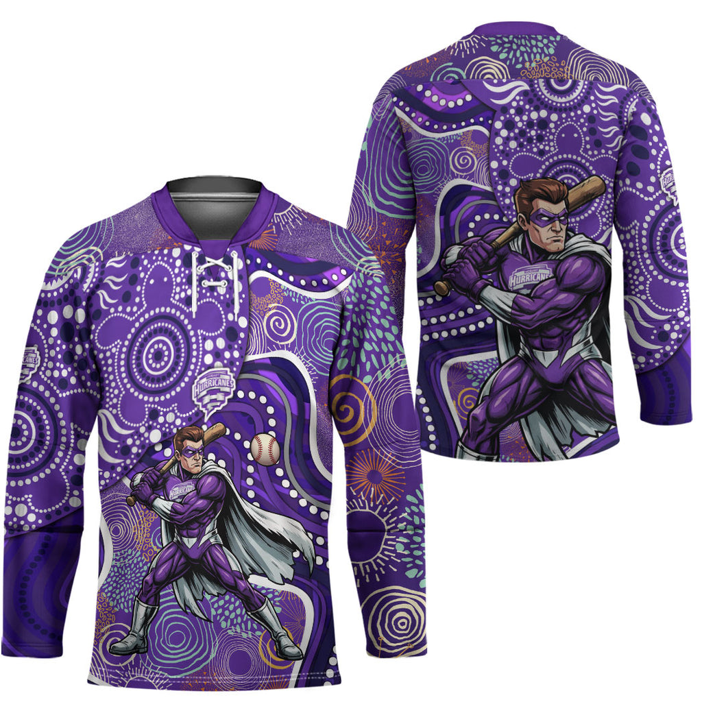 Hobart Hurricanes Hockey Jersey Indigenous Dot Art Superhero Batter Tribal Pattern