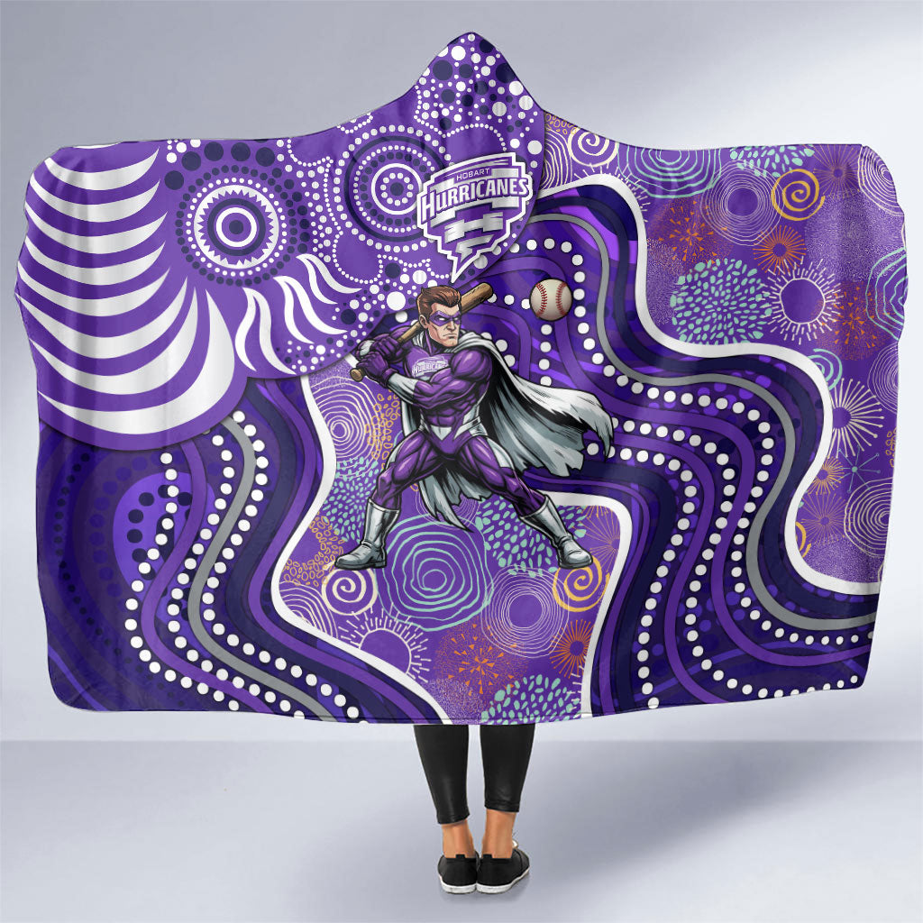 Hobart Hurricanes Hooded Blanket Indigenous Dot Art Superhero Batter Tribal Pattern