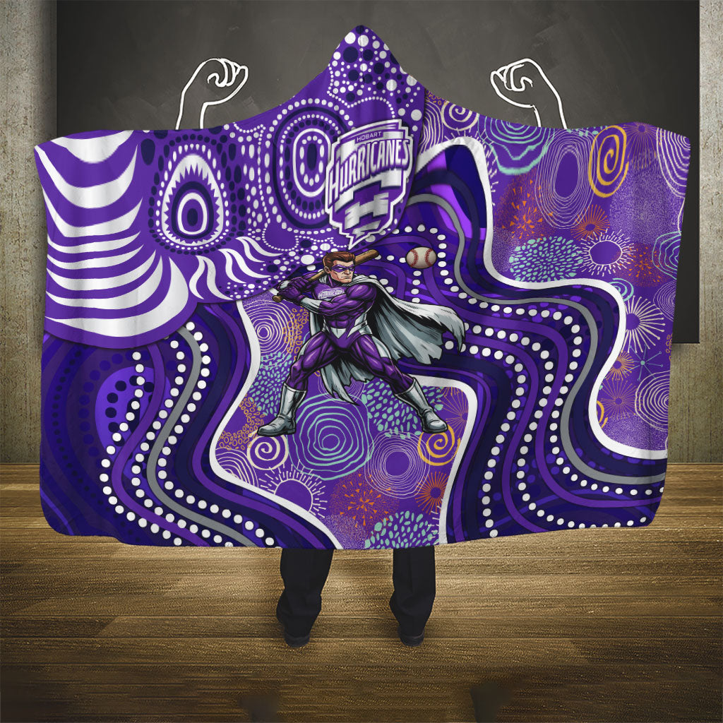 Hobart Hurricanes Hooded Blanket Indigenous Dot Art Superhero Batter Tribal Pattern