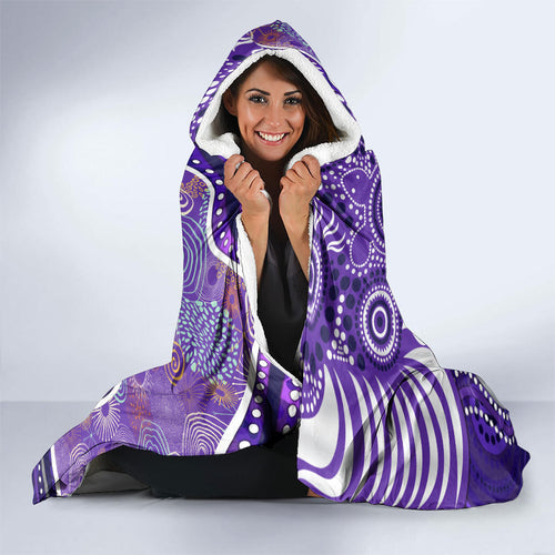 Hobart Hurricanes Hooded Blanket Indigenous Dot Art Superhero Batter Tribal Pattern