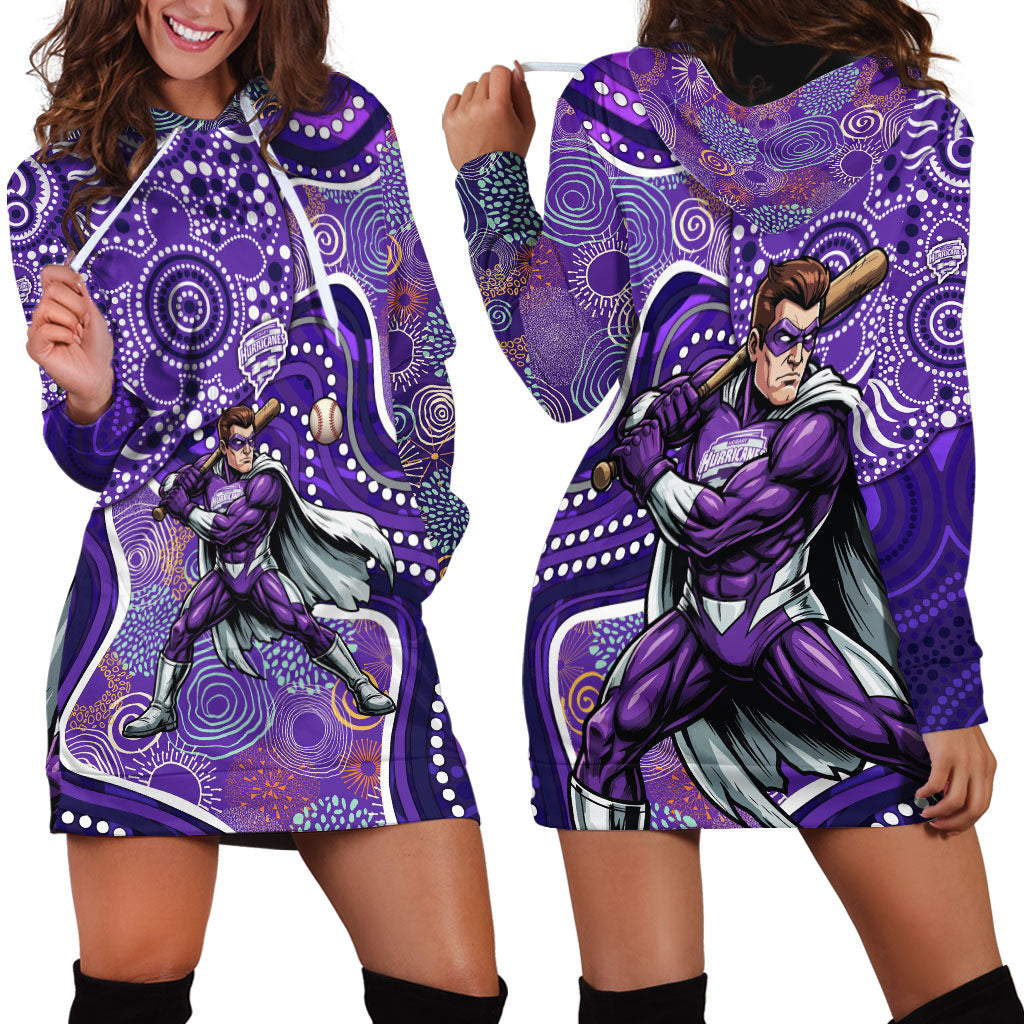 Hobart Hurricanes Hoodie Dress Indigenous Dot Art Superhero Batter Tribal Pattern