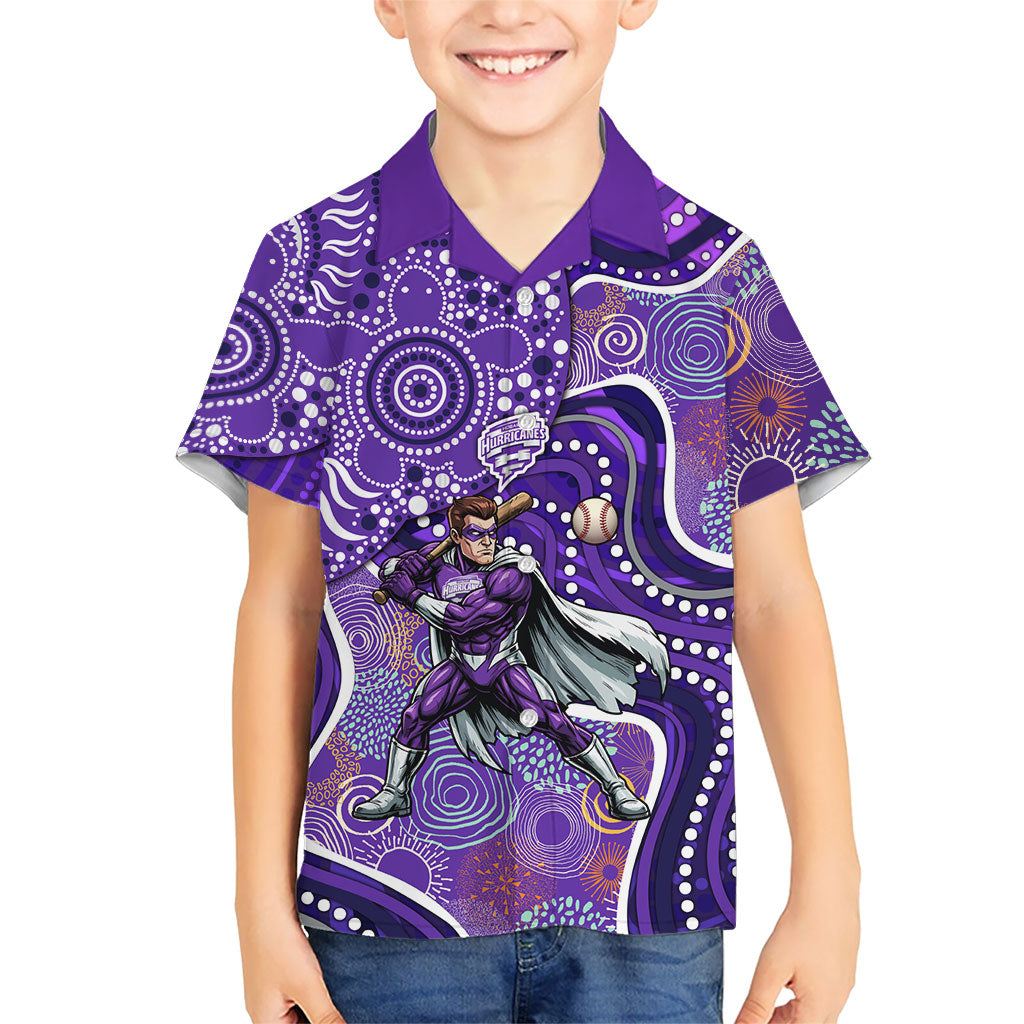 Hobart Hurricanes Kid Hawaiian Shirt Indigenous Dot Art Superhero Batter Tribal Pattern