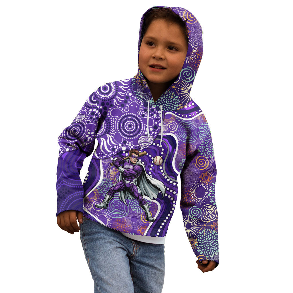 Hobart Hurricanes Kid Hoodie Indigenous Dot Art Superhero Batter Tribal Pattern