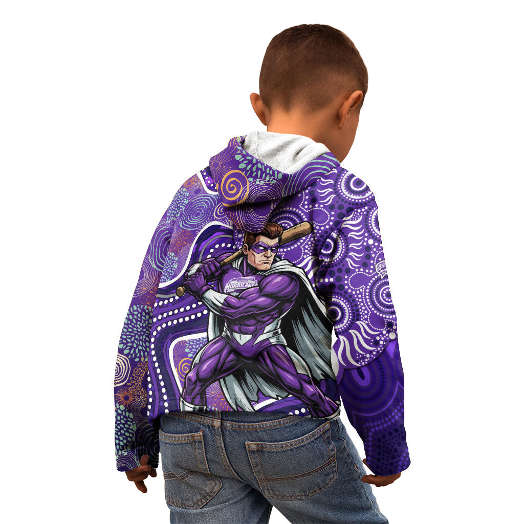 Hobart Hurricanes Kid Hoodie Indigenous Dot Art Superhero Batter Tribal Pattern