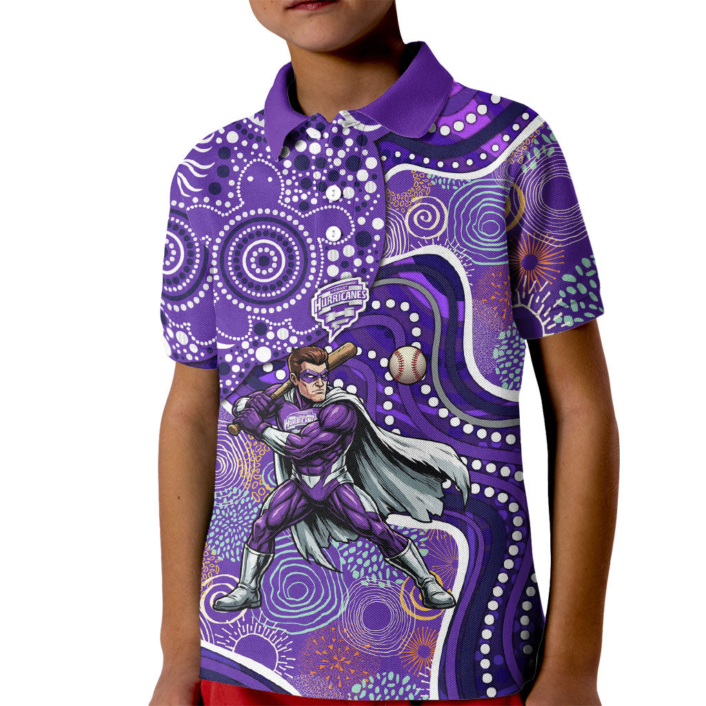 Hobart Hurricanes Kid Polo Shirt Indigenous Dot Art Superhero Batter Tribal Pattern