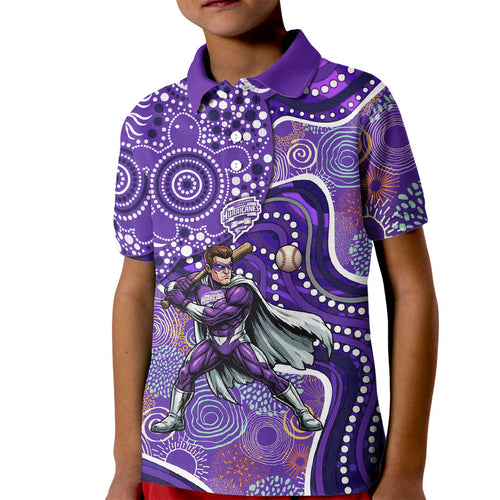 Hobart Hurricanes Kid Polo Shirt Indigenous Dot Art Superhero Batter Tribal Pattern