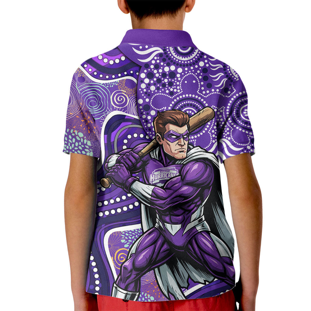 Hobart Hurricanes Kid Polo Shirt Indigenous Dot Art Superhero Batter Tribal Pattern