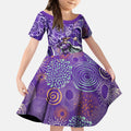 Hobart Hurricanes Kid Short Sleeve Dress Indigenous Dot Art Superhero Batter Tribal Pattern