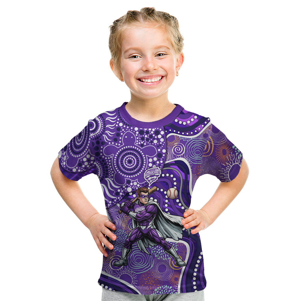 Hobart Hurricanes Kid T Shirt Indigenous Dot Art Superhero Batter Tribal Pattern