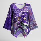 Hobart Hurricanes Kimono Sleeve Blouse Indigenous Dot Art Superhero Batter Tribal Pattern