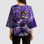Hobart Hurricanes Kimono Sleeve Blouse Indigenous Dot Art Superhero Batter Tribal Pattern