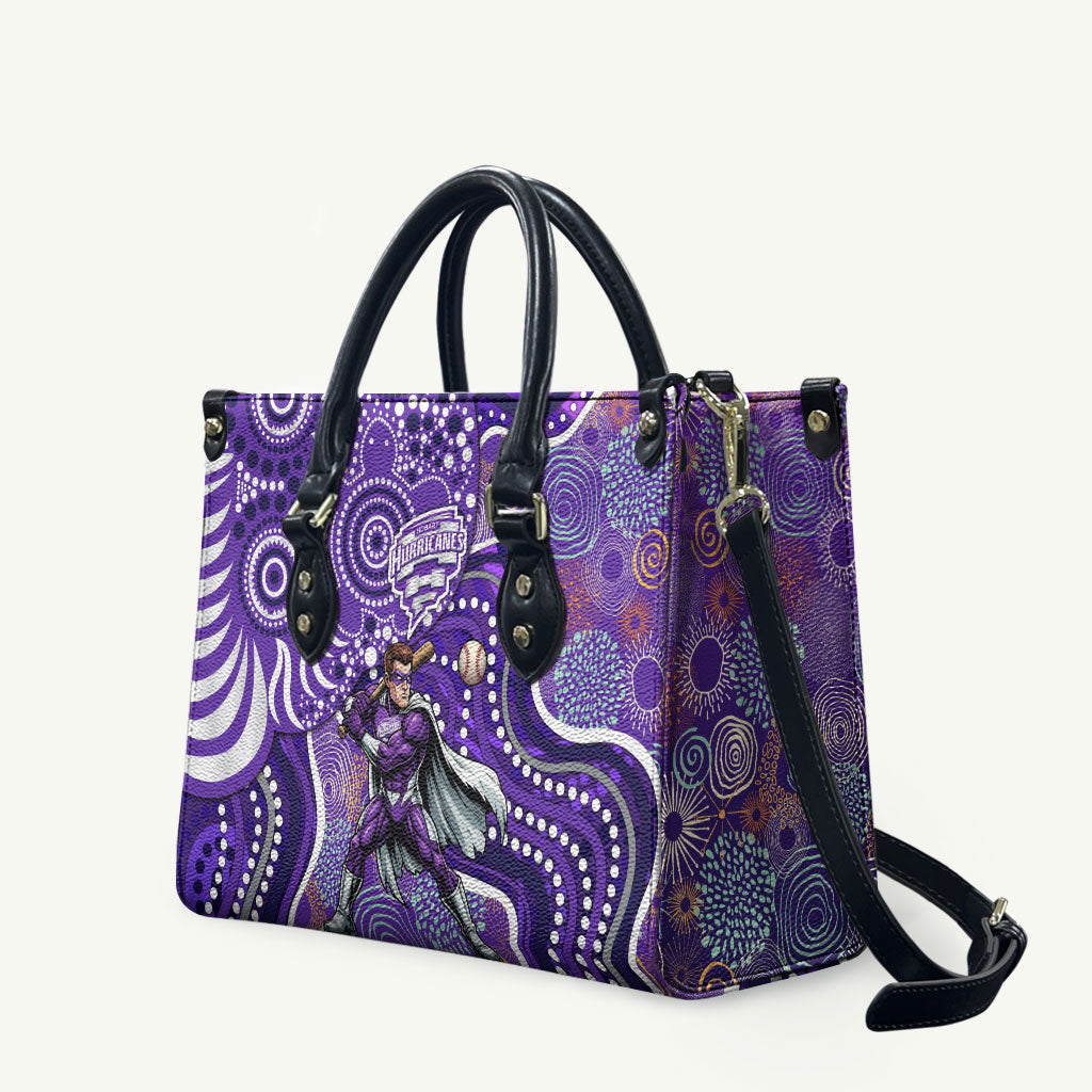 Hobart Hurricanes Leather Bag Indigenous Dot Art Superhero Batter Tribal Pattern