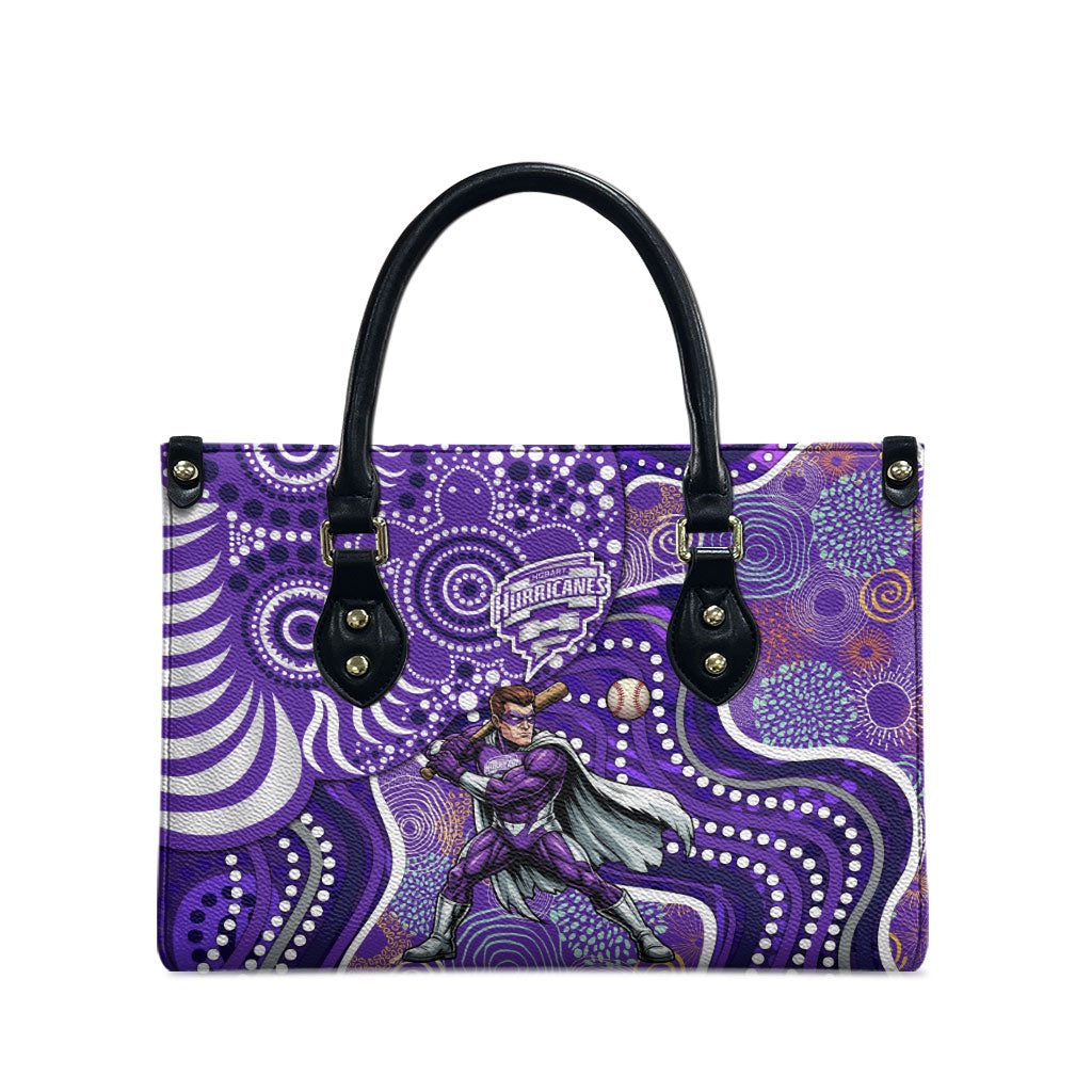 Hobart Hurricanes Leather Bag Indigenous Dot Art Superhero Batter Tribal Pattern