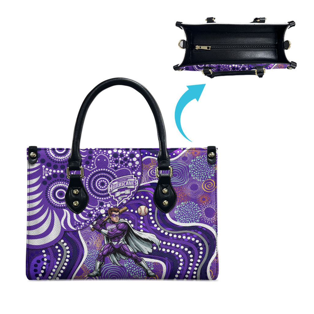 Hobart Hurricanes Leather Bag Indigenous Dot Art Superhero Batter Tribal Pattern