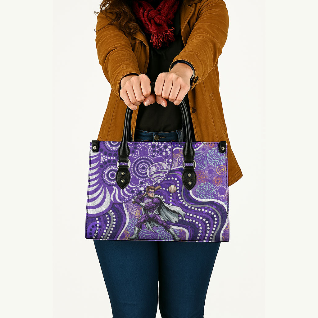Hobart Hurricanes Leather Bag Indigenous Dot Art Superhero Batter Tribal Pattern