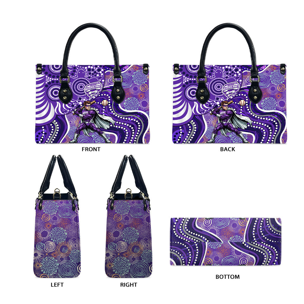 Hobart Hurricanes Leather Bag Indigenous Dot Art Superhero Batter Tribal Pattern