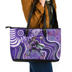 Hobart Hurricanes Leather Tote Bag Indigenous Dot Art Superhero Batter Tribal Pattern