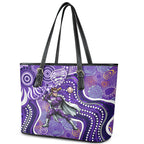 Hobart Hurricanes Leather Tote Bag Indigenous Dot Art Superhero Batter Tribal Pattern