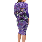 Hobart Hurricanes Long Sleeve Bodycon Dress Indigenous Dot Art Superhero Batter Tribal Pattern
